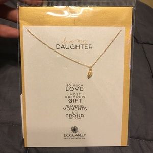 Love my daughter gold leaf necklace